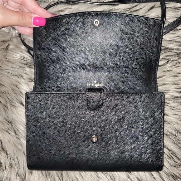 SOLD-Kate Spade Black Wallet Style Crossbody Purse - Picture 3 of 7
